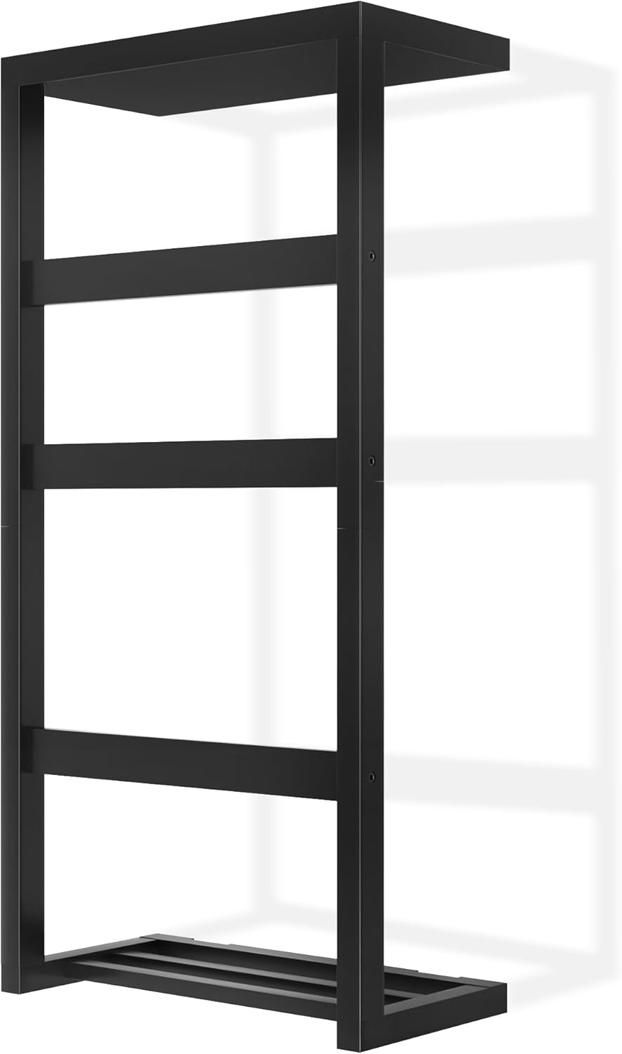 Bamboo Wall Blanket Ladder, 4-Tier Towel Racks, Blanket Holder with Anti-Slip Construction Home Decor, Decorative Blanket, Quilt, Towel, Scarf Ladder Shelves for Bathroom, Living Room, Bedroom, Black