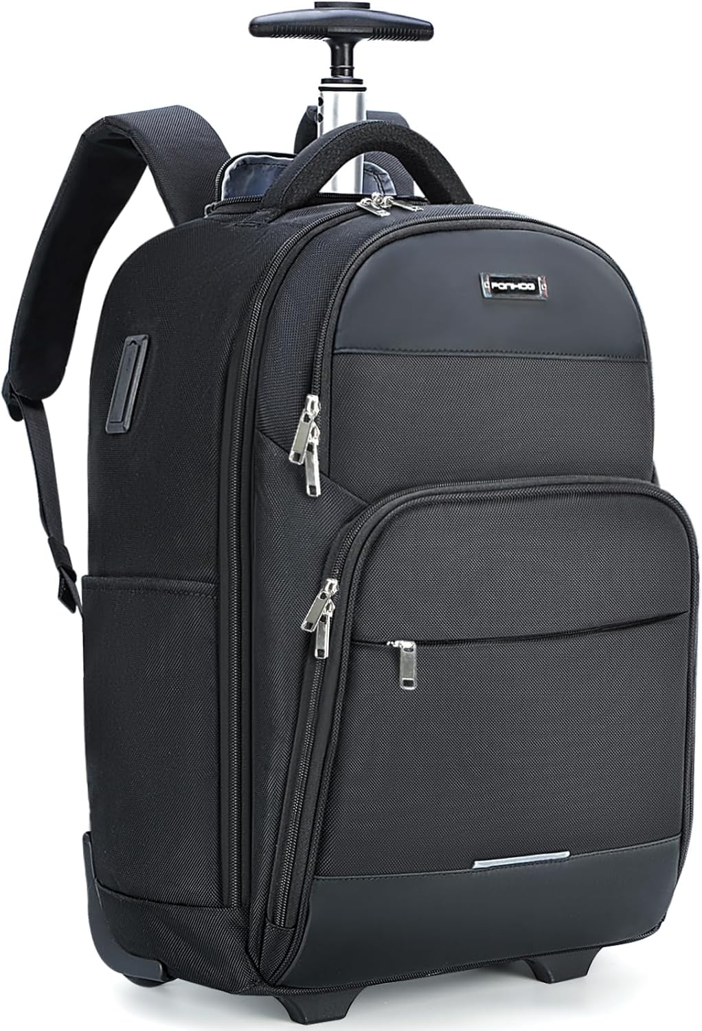 Rolling Backpack - 30L Travel Backpack with Wheels, 15.6 Inch Water Resistant Wheeled Laptop Backpack, Carry on Backpack Flight Approved for Men Women Adults, Black