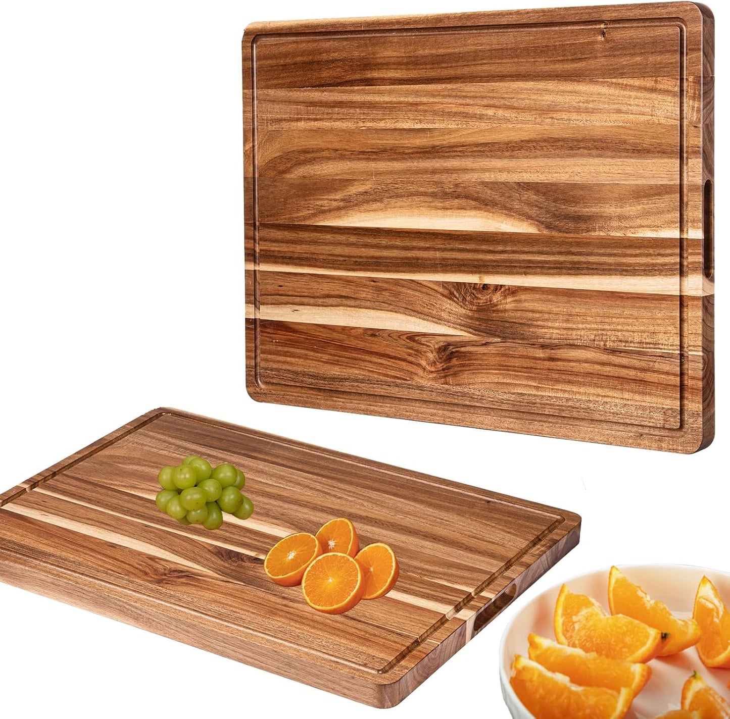 Extra Large Wood Cutting Board for Kitchen, 24" x 18" Acacia Wood Large Butcher Block Cutting Board with Juice Groove, Thick Wooden Chooping Board Carving Board for Meat Turkey Vegetables