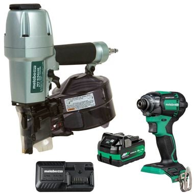 Metabo HPT Pro Bundle 2-1/2 Inch Coil Siding Nailer with BONUS Impact Driver Kit